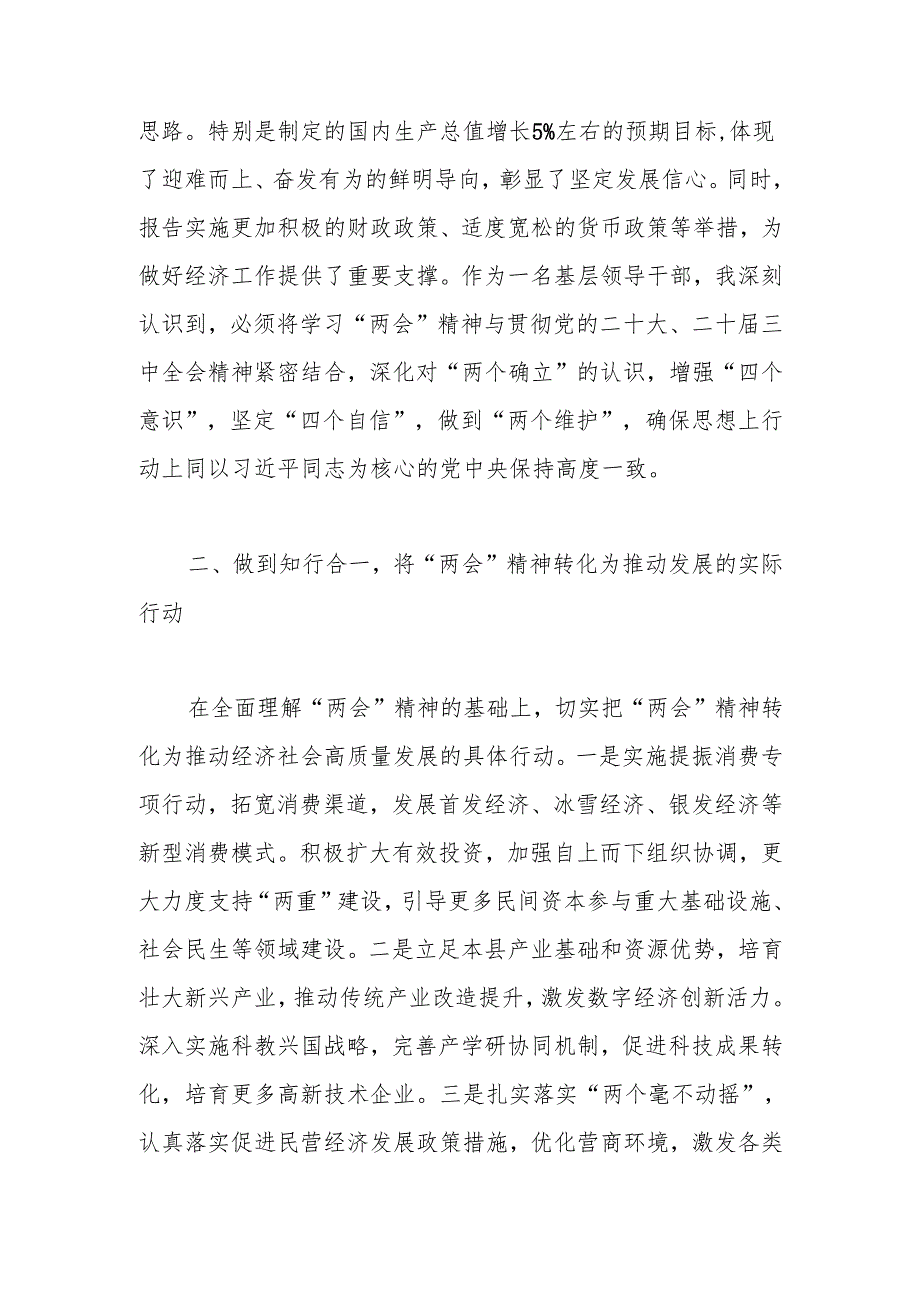 学习贯彻2025年全国“两会”精神研讨发言材料 共五篇.docx_第3页