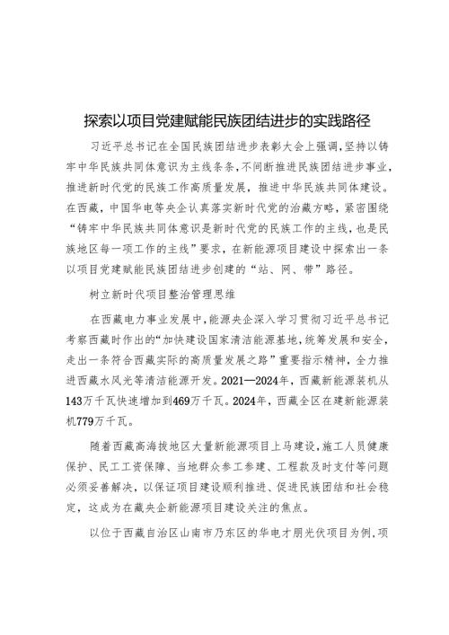 探索以项目党建赋能民族团结进步的实践路径.docx