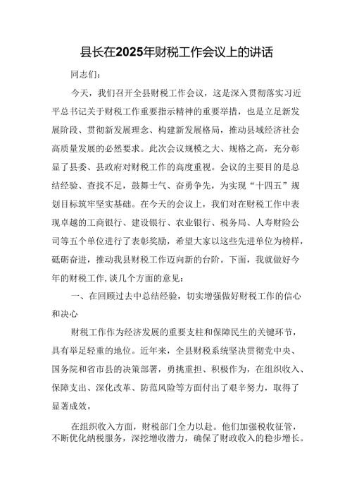 县长在2025年财税工作会议上的讲话.docx