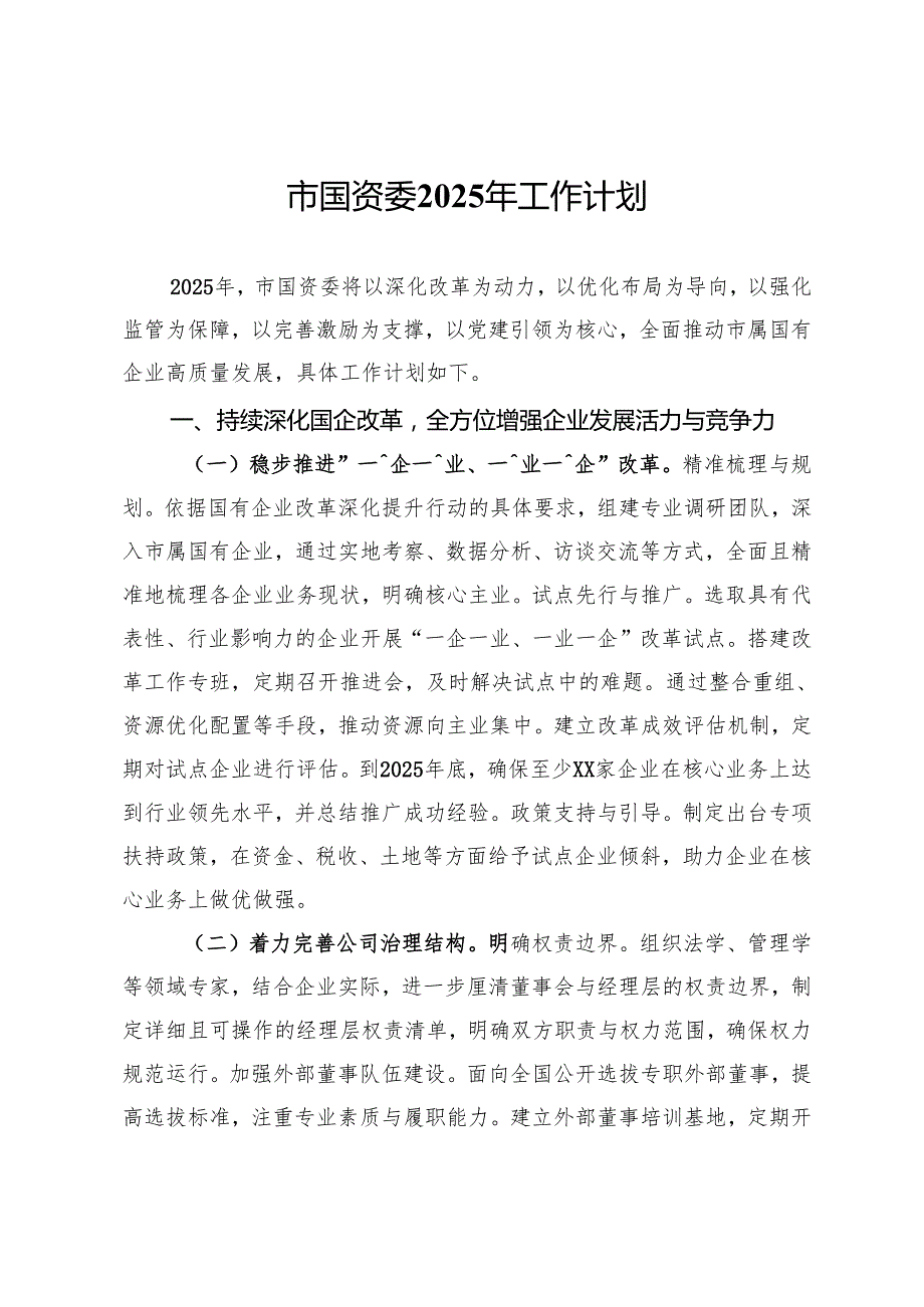 市国资委2025年工作计划.docx_第1页