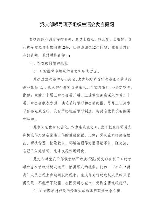 党支部领导班子组织生活会发言提纲.docx