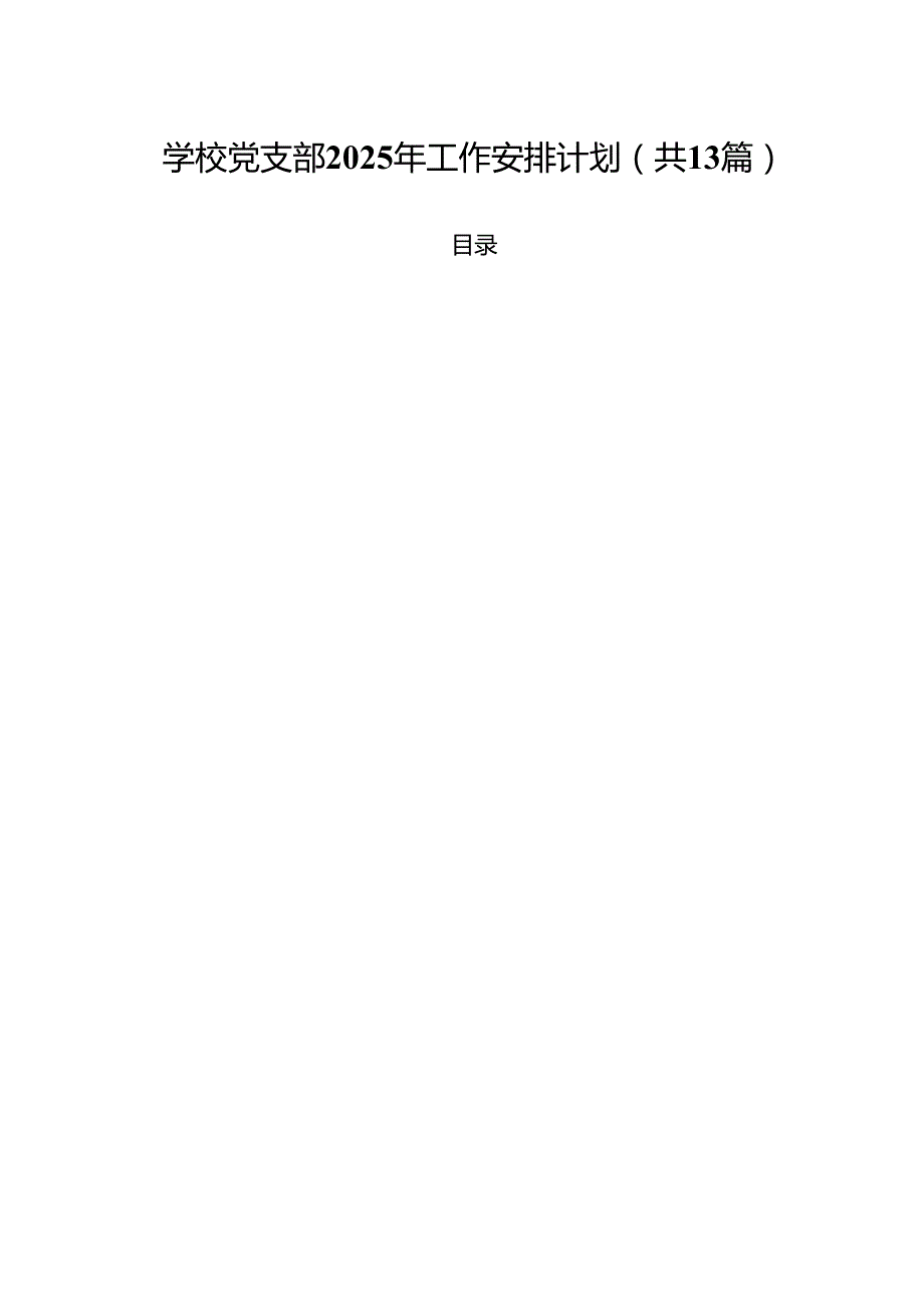 （13篇）学校党支部2025年工作安排计划优选.docx_第1页