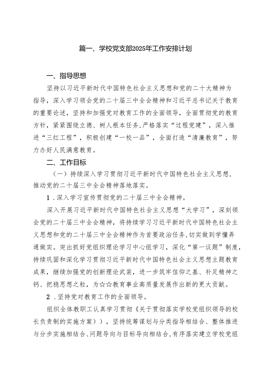 （13篇）学校党支部2025年工作安排计划优选.docx_第2页