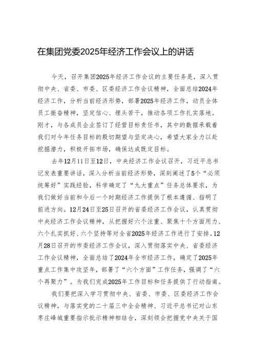 在集团党委2025年经济工作会议上的讲话.docx