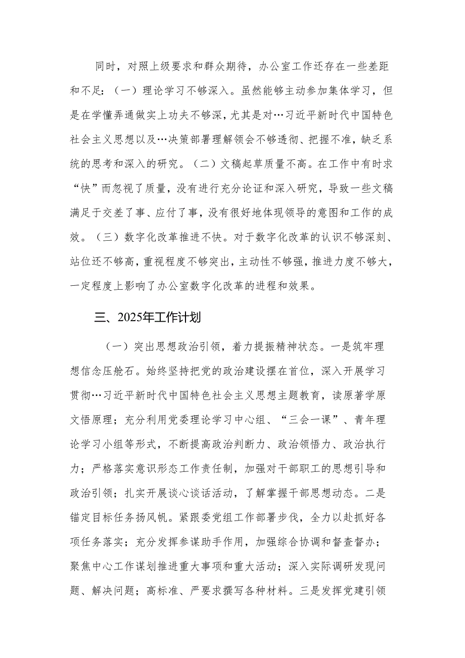 2024年办公室工作总结及2025年工作计划范文.docx_第3页