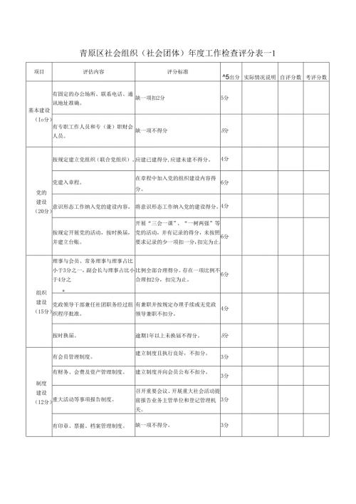 青原区社会组织（社会团体）工作检查评分表范表.docx