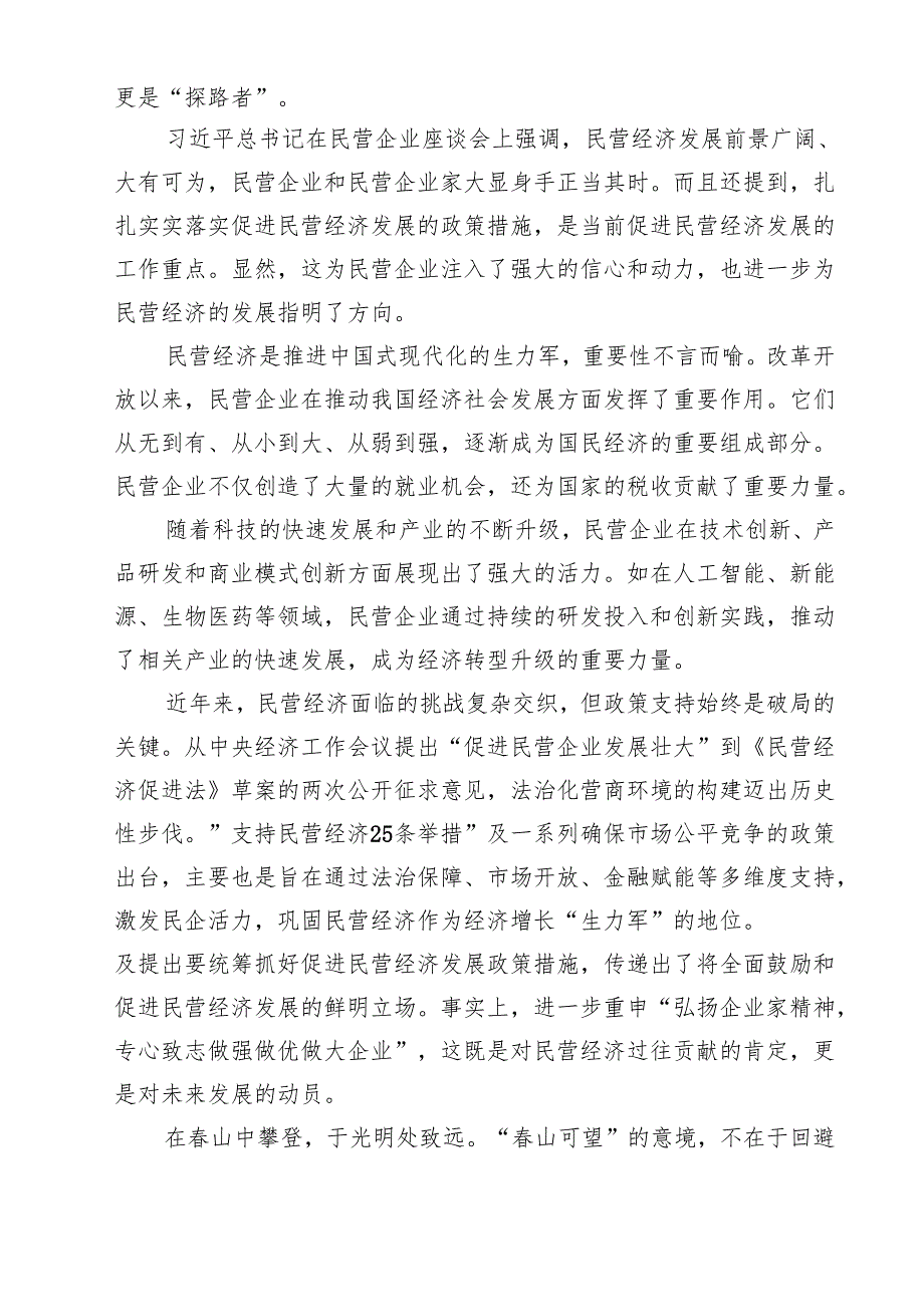 学习2025年民营企业座谈会心得体会精选范文八篇.docx_第2页