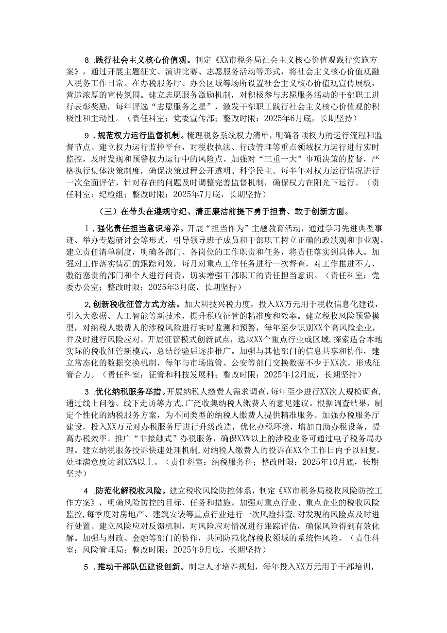 市税务局领导班子关于2024民主生活会查摆问题整改方案.docx_第3页