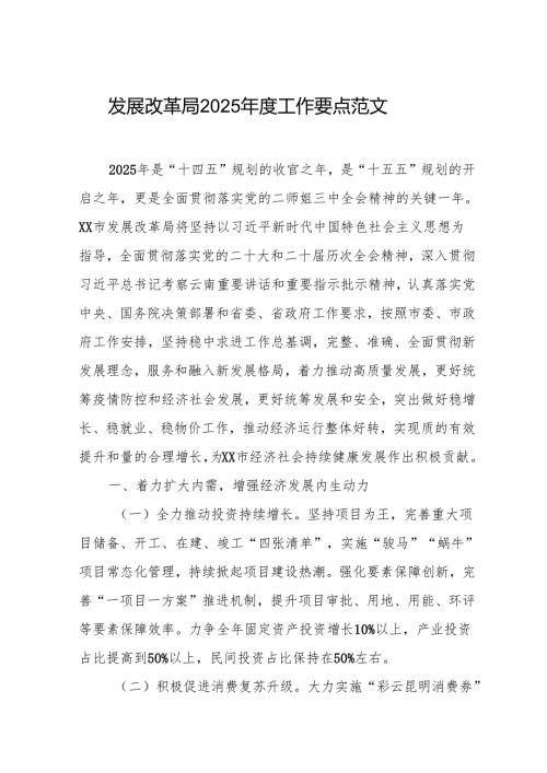 发展改革局2025工作要点范文.docx