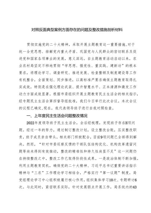 六篇对照反面典型案例方面存在的问题及整改措施剖析材料范文精选.docx