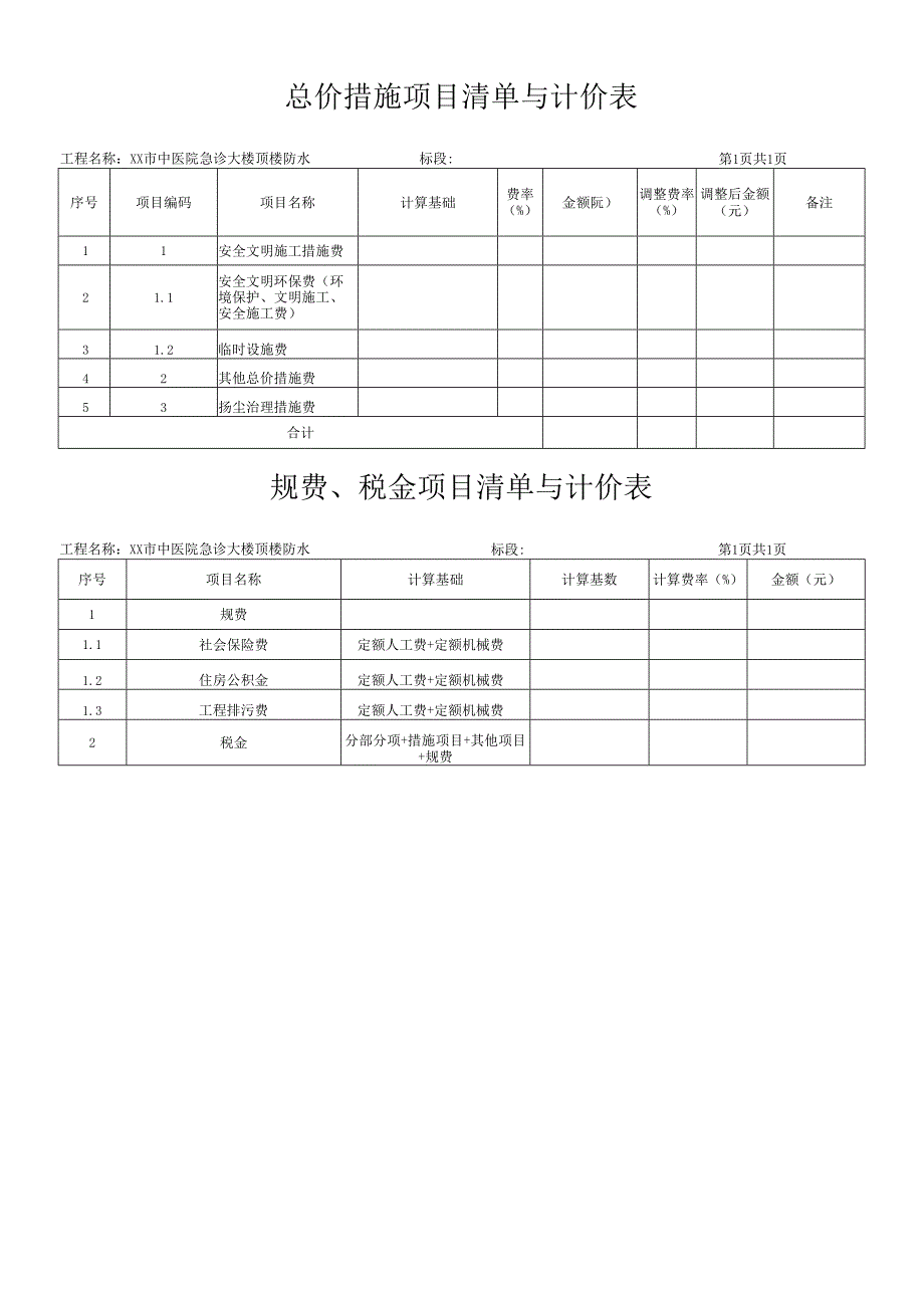 XX市中医院XX大楼顶楼防水工程项目单位工程招标控制价汇总表（2025年）.docx_第3页