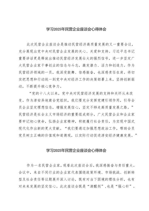 5篇 学习2025年民营企业座谈会心得体会精选.docx