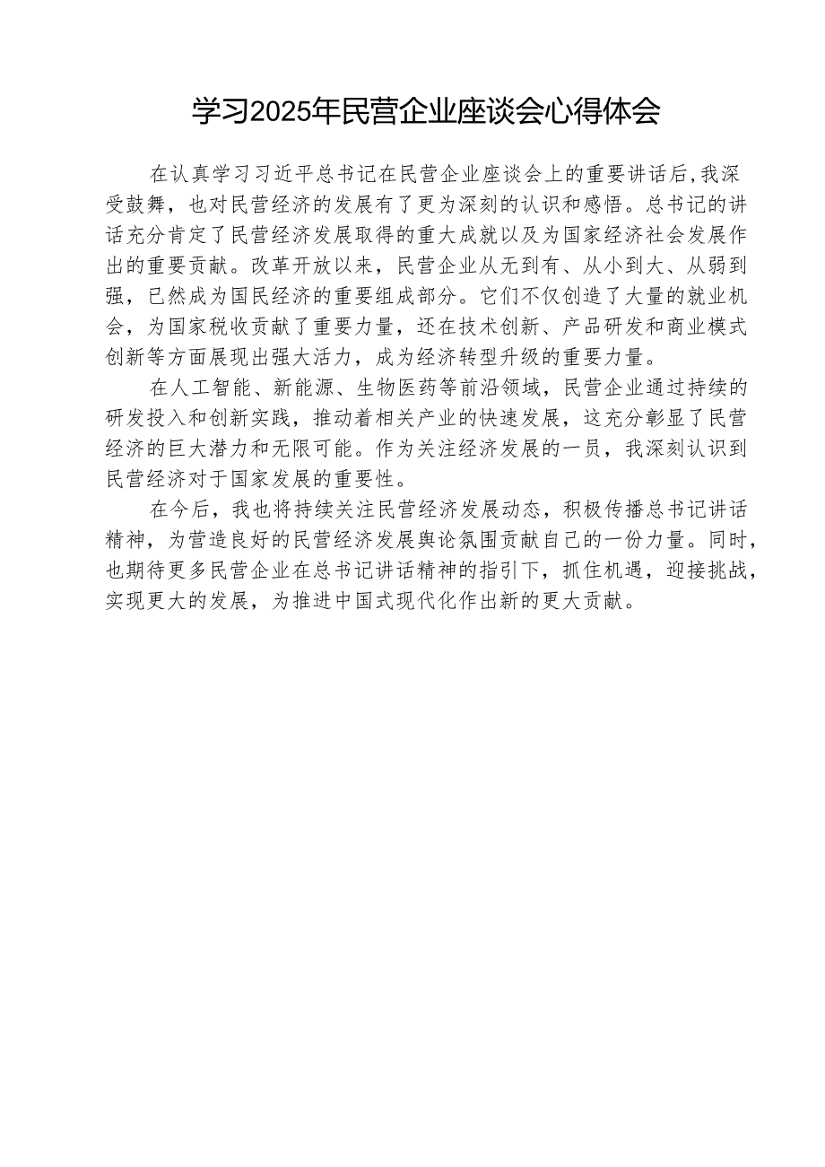 （三篇）学习2025年民营企业座谈会心得体会专题资料.docx_第3页