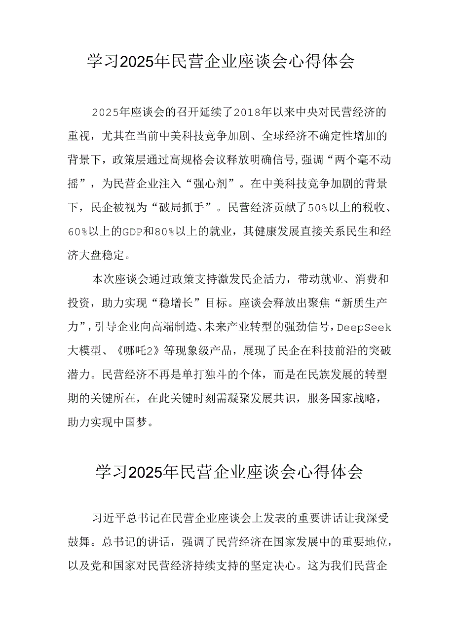 民营企业2025年学习《民营企业座谈会》个人心得体会 （合计8份）.docx_第2页