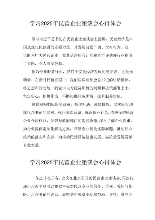 民营企业2025年学习《民营企业座谈会》个人心得感悟 （8份）50.docx