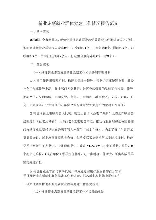 新业态新就业群体党建工作情况报告范文.docx