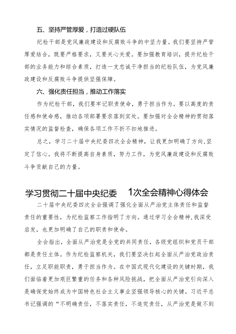 纪检干部学习贯彻二十中央纪委四次全会精神的心得体会最新模板14篇.docx_第2页