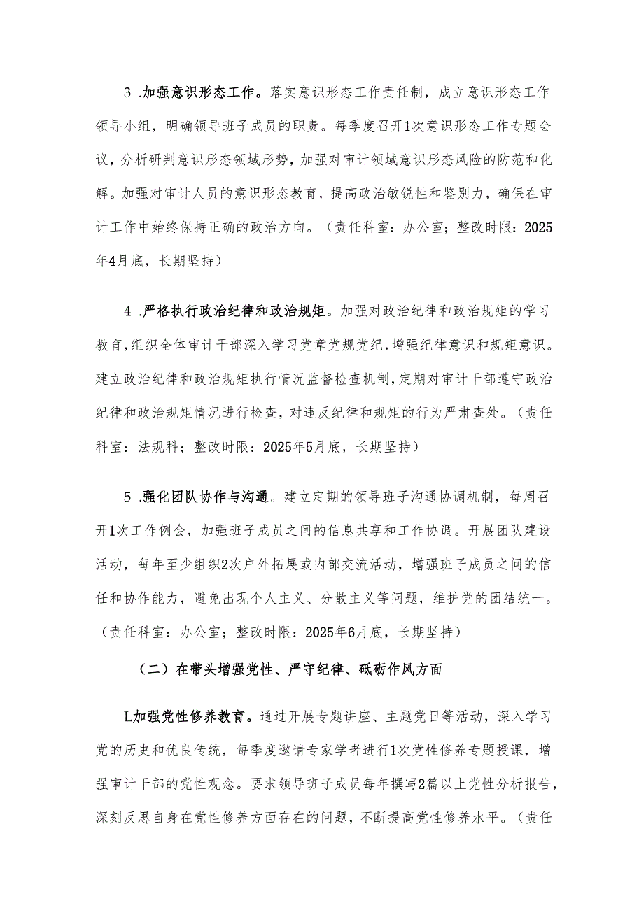 市审计局领导班子关于2024民主生活会查摆问题整改方1.docx_第3页