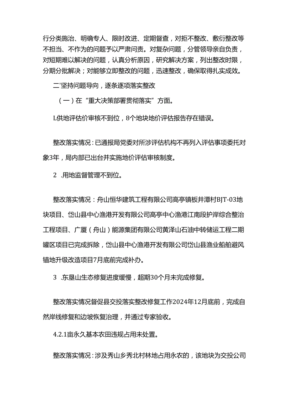 岱山县自然资源和规划局关于党委书记、局长金安业同志任期经济责任审计整改落实情况的报告.docx_第2页