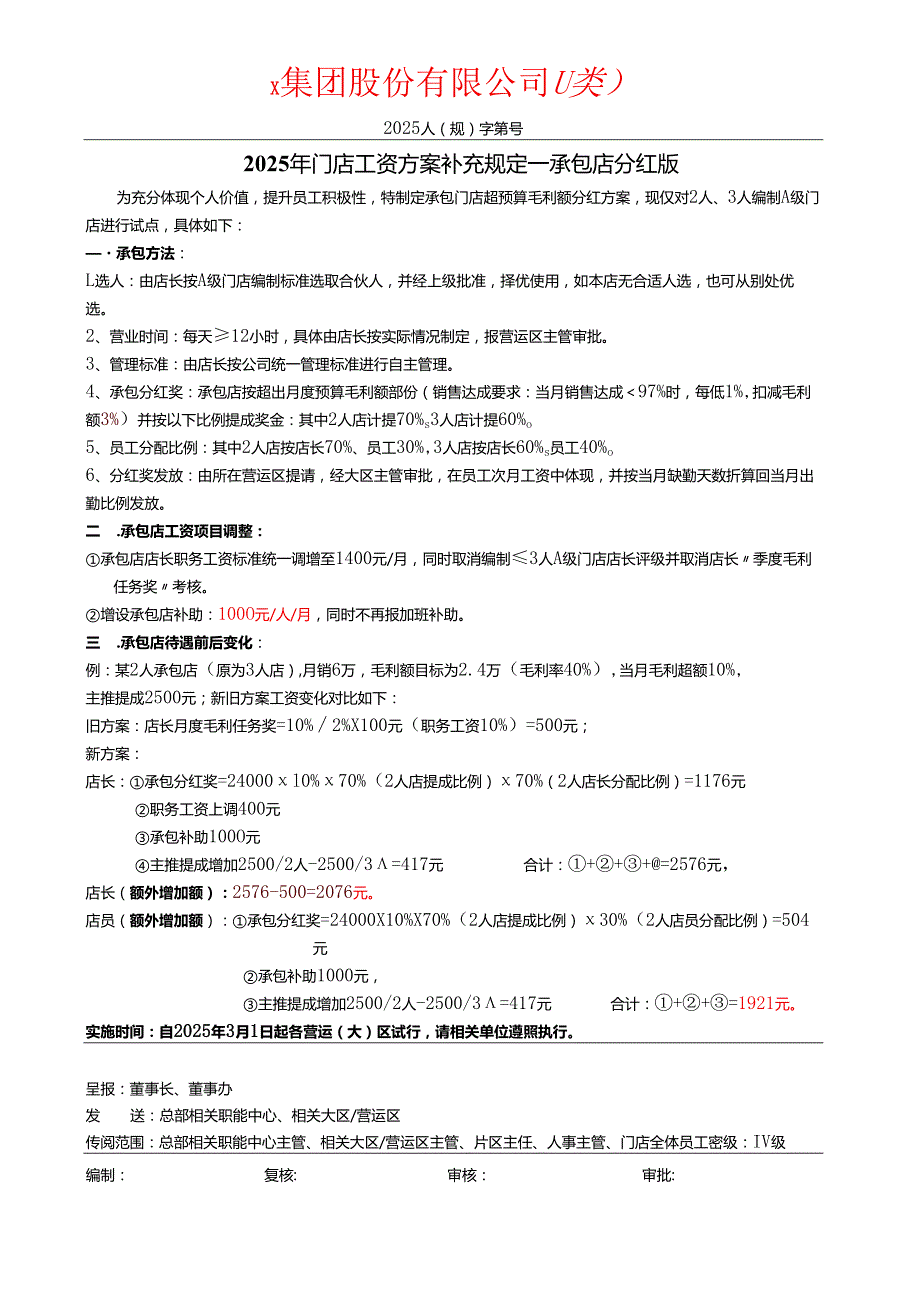 门店承包店分红(工资方案补充规定).docx_第1页