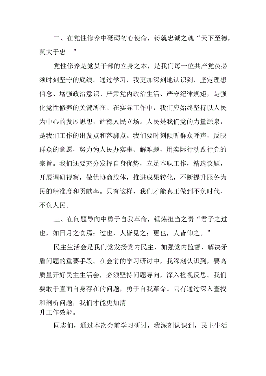 党员干部学习2024民主生活专题会发言稿合计6份.docx_第2页