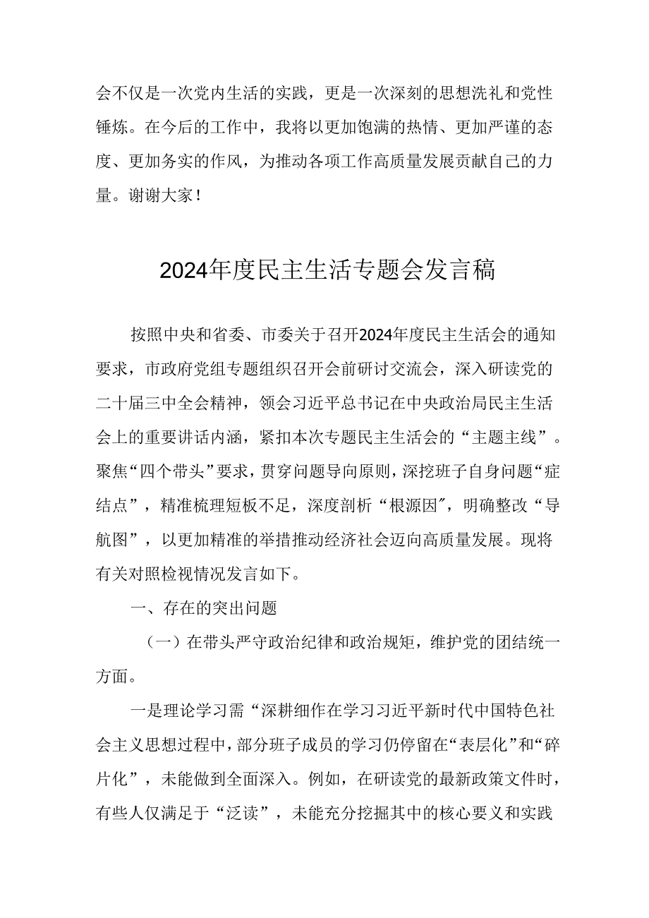 党员干部学习2024民主生活专题会发言稿合计6份.docx_第3页