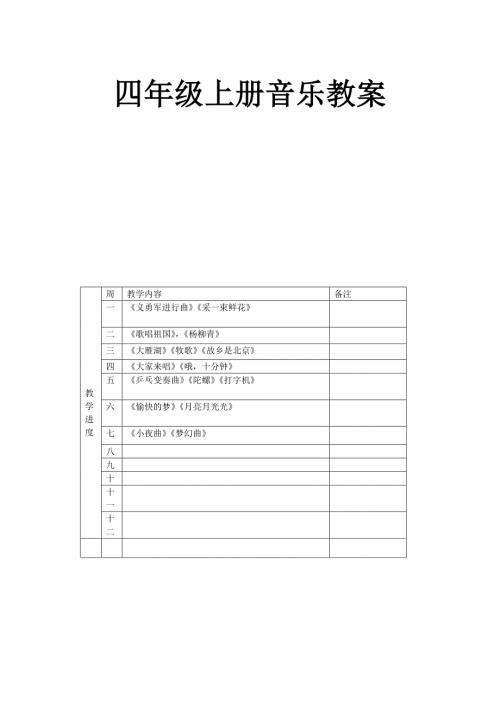 2020人音版音乐四年级上册全册教案.doc