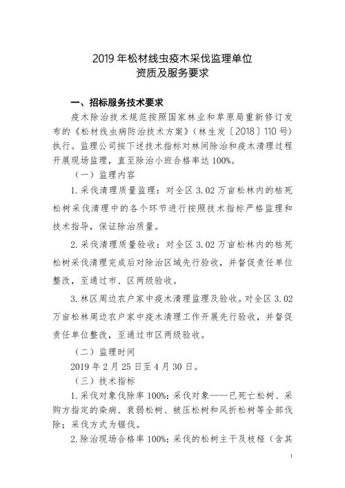 2019年松材线虫疫木采伐监理单位.doc