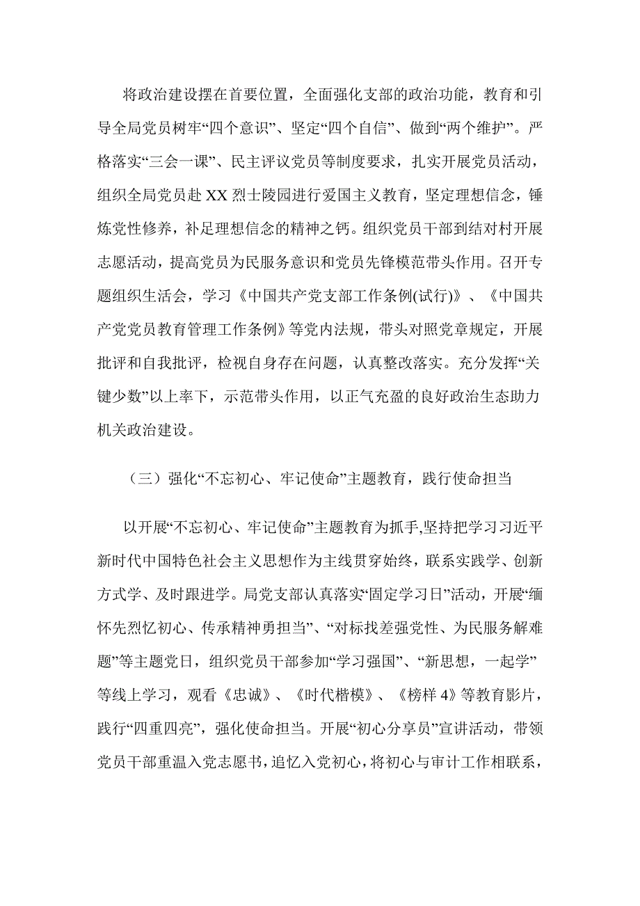 2019年区审计局党支部书记抓基层党建工作述职报告2020年工作思路.doc_第2页