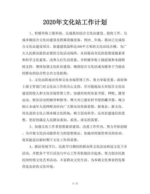 2020年文化站工作计划.doc
