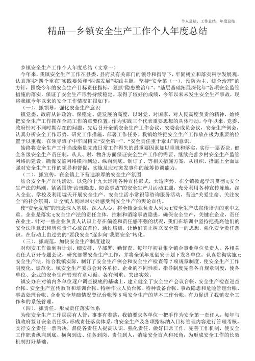 2021年乡镇安全生产工作个人年终最新总结.doc