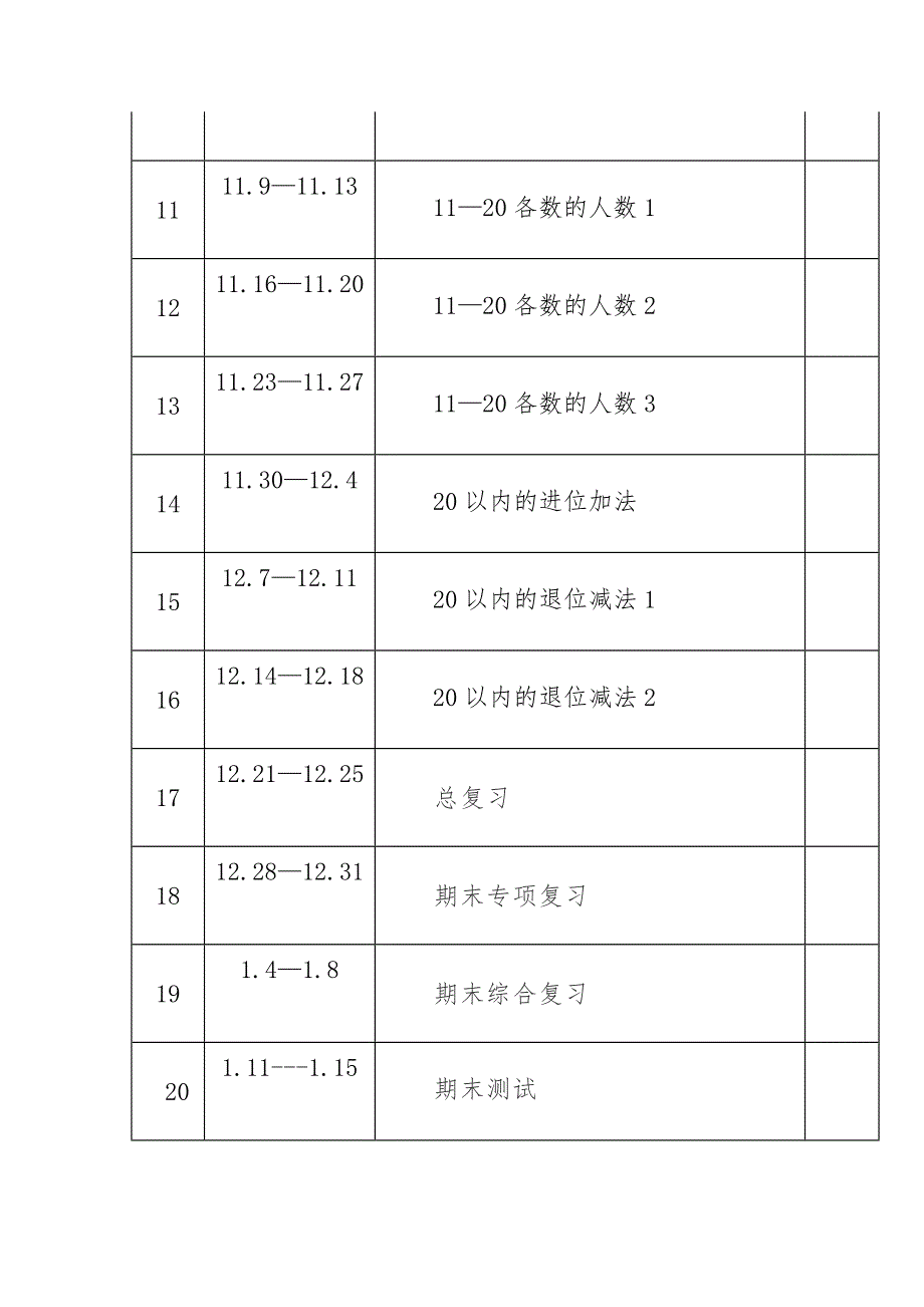 2020-2021年度秋新版部编版小学数学二年级上册教学计划进度表完整配套版本.docx_第3页