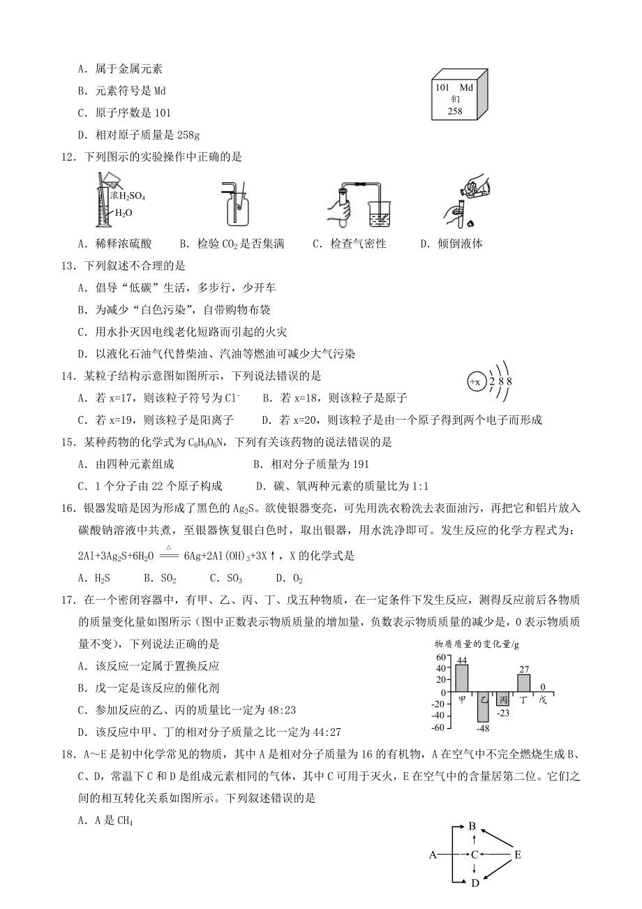 2019年云南中考化学真题及答案.doc_第2页