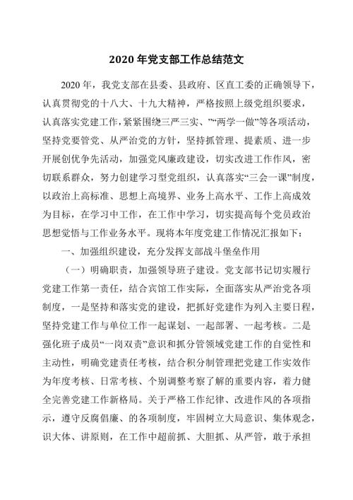 2020年党支部工作总结范文.docx