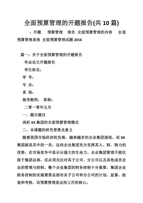1663990439全面预算管理的开题报告共10篇.doc