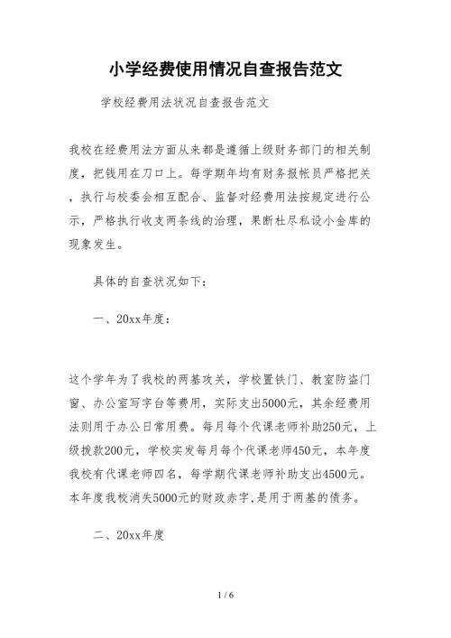 2021小学经费使用情况自查报告范文.docx