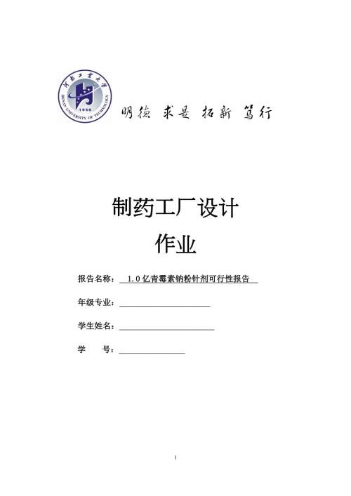 1.0亿青霉素钠粉针剂可行性报告.docx