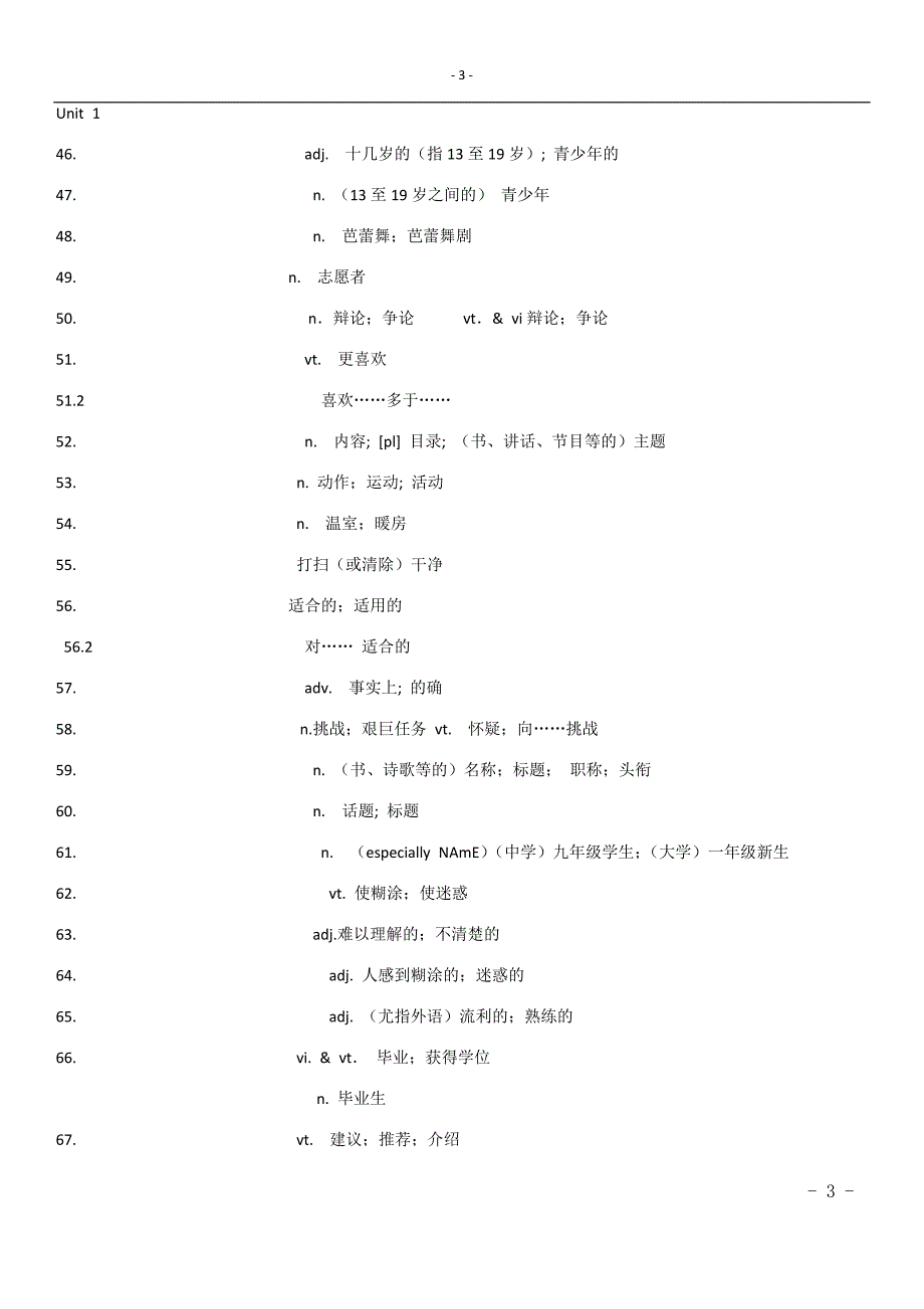 2020年新版高一英语必修一单词纯默写版.docx_第3页