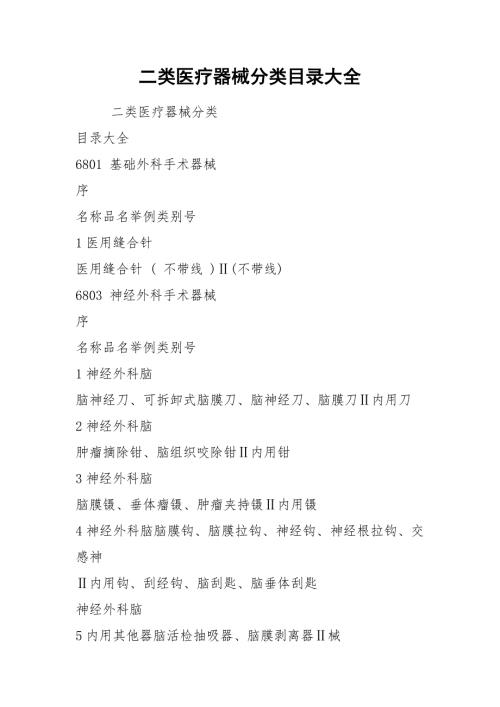 2021二类医疗器械分类目录大全.docx