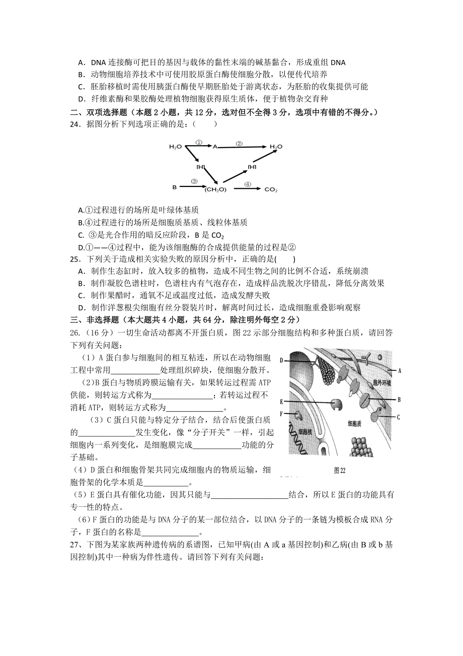 2019-2020年高三5月高考模拟生物试题含答案.doc_第2页