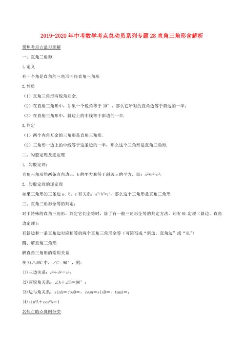 2019-2020年中考数学考点总动员系列专题28直角三角形含解析.doc