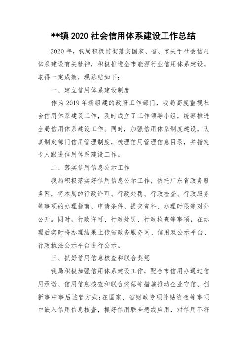 -镇2020社会信用体系建设工作总结.doc