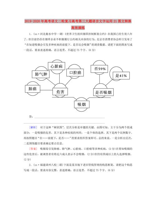 2019-2020年高考语文二轮复习高考第三大题语言文字运用21图文转换高效演练.doc