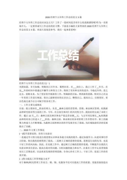 2020经理个人年终工作总结范文5篇.docx