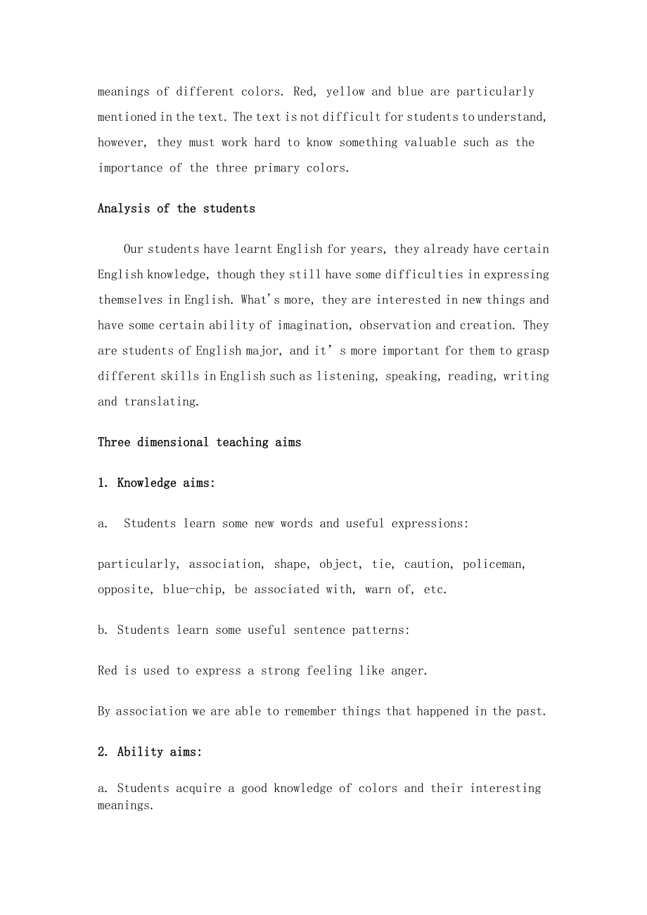 2019-2020年语文版中职英语拓展模块Unit4ColorsandMoodword教案.doc_第3页