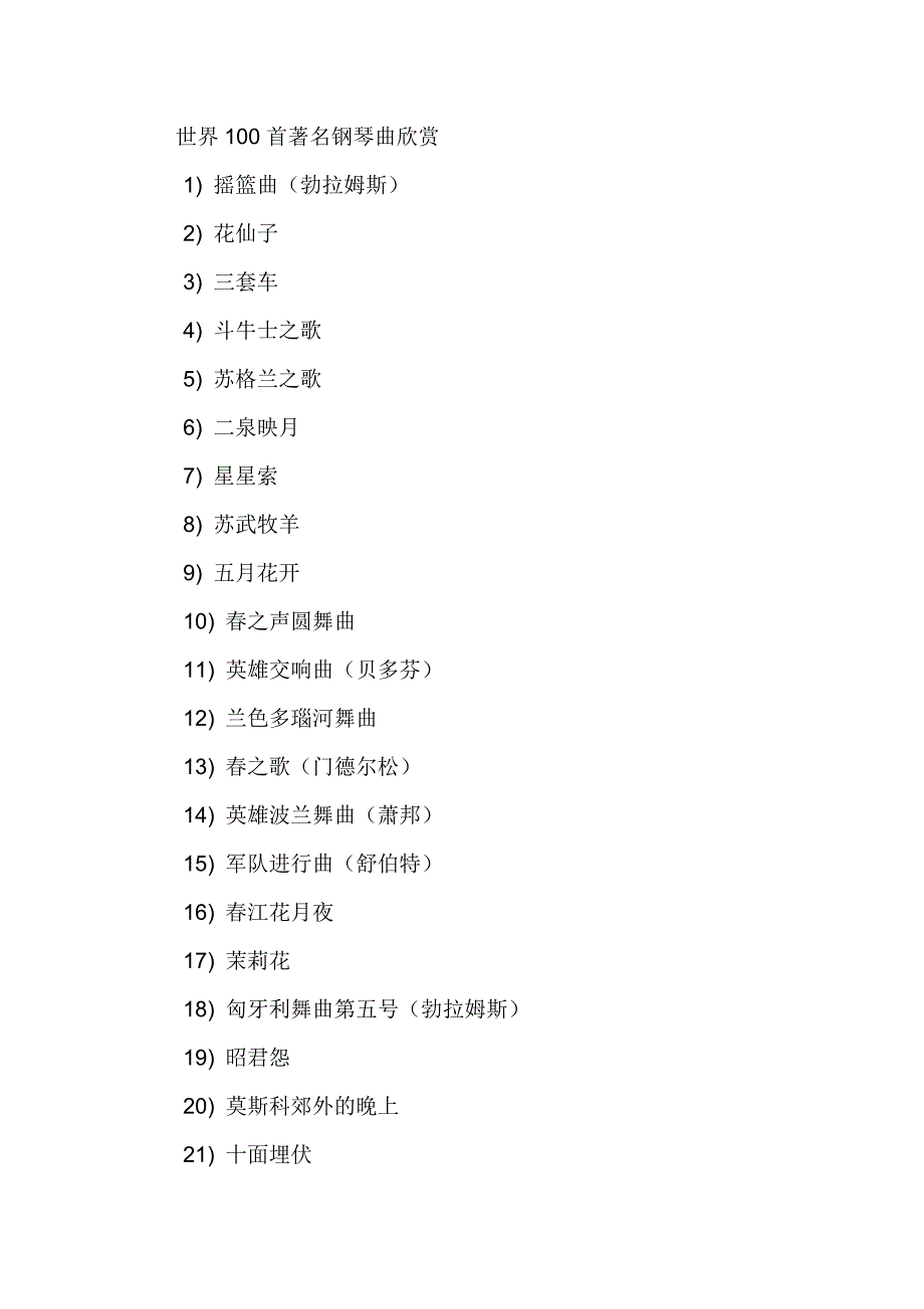 100首世界上最经典钢琴曲欣赏.doc_第1页