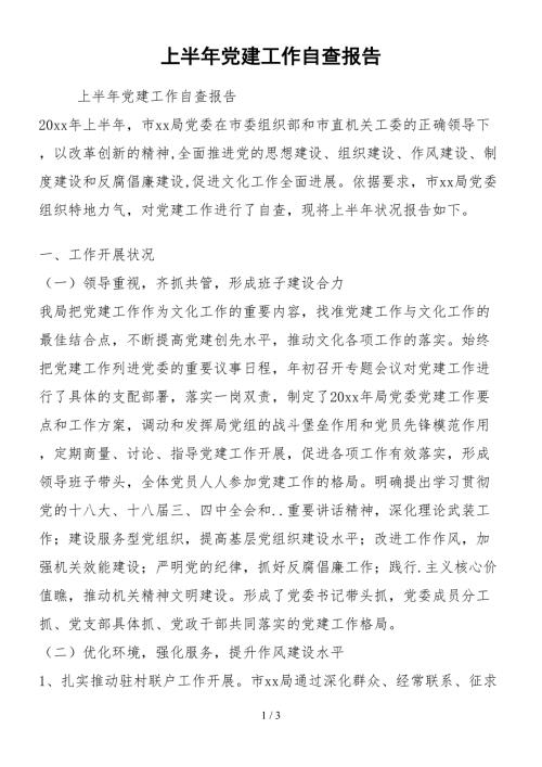 2021上半年党建工作自查报告.docx