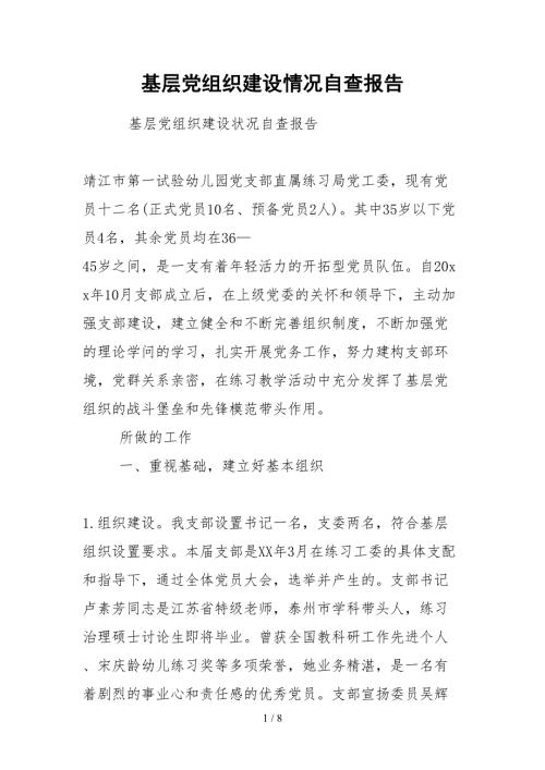 2021基层党组织建设情况自查报告.docx
