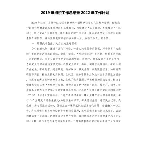 2019年组织工作总结暨2022年工作计划.docx