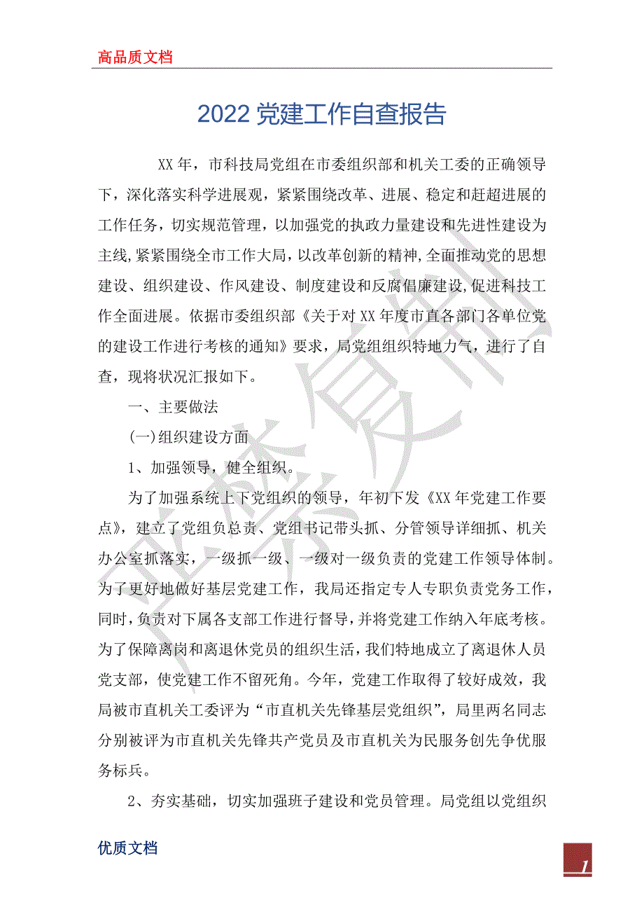 2022党建工作自查报告.docx_第1页
